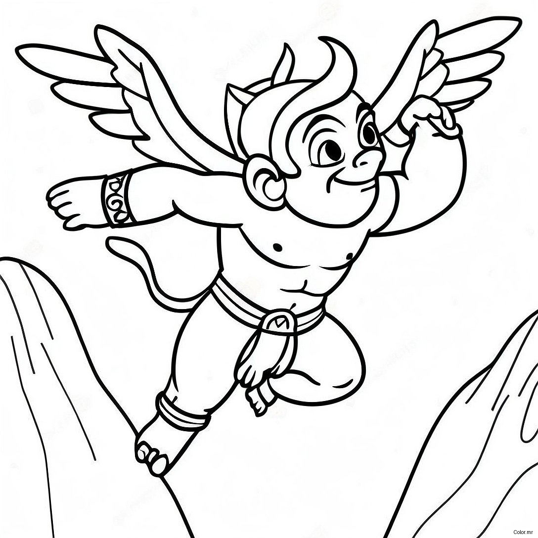 Pagina Da Colorare Di Hanuman Che Vola Con Una Montagna 56012 46583