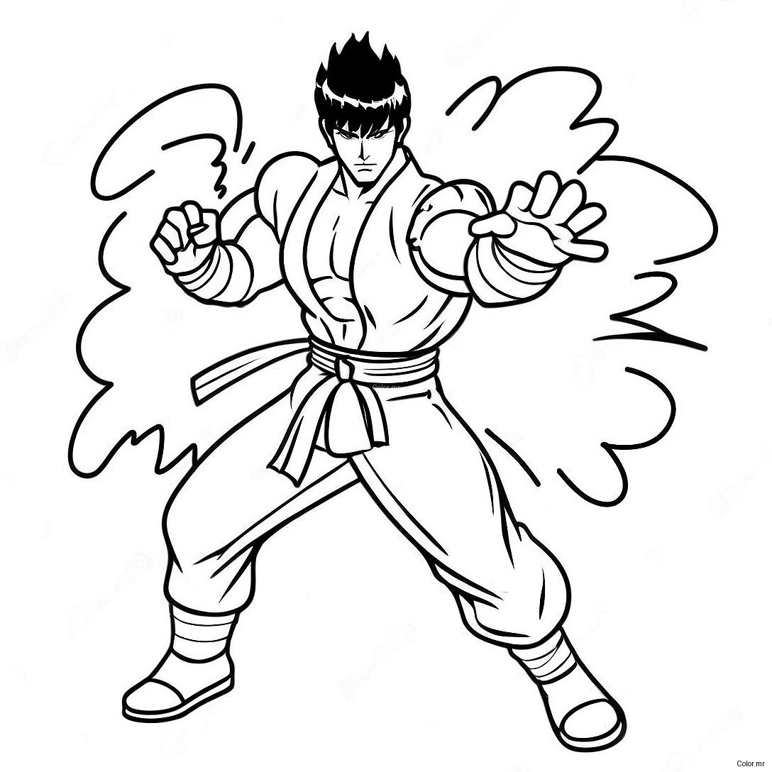 Pagina Da Colorare Di Jin Kazama In Posa Di Battaglia 64190 53090