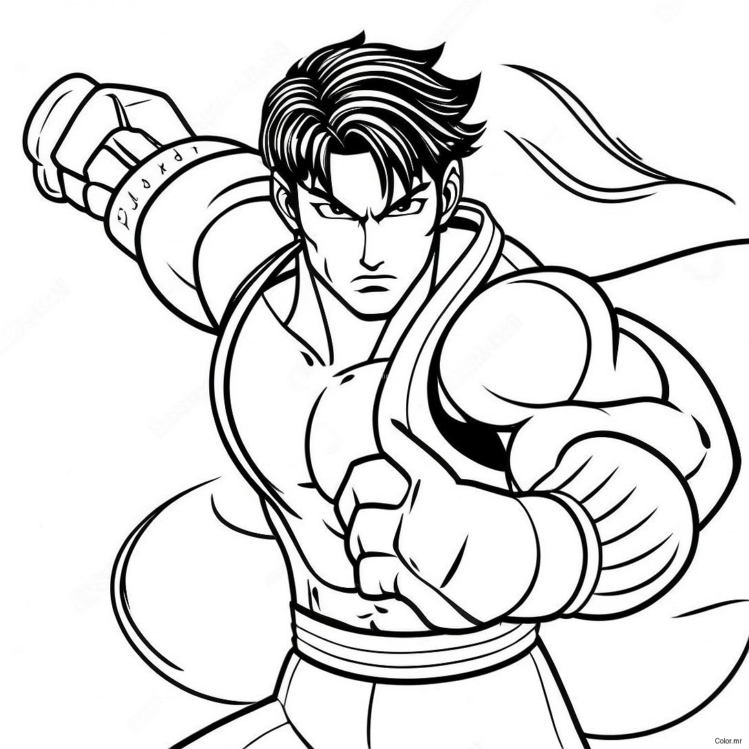 Pagina Da Colorare Di Jin Kazama In Posa Di Battaglia 64190 53091