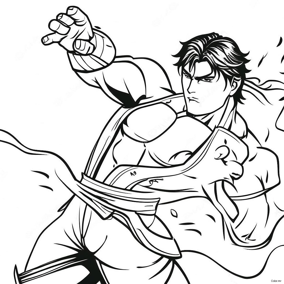 Pagina Da Colorare Di Jin Kazama In Posa Di Battaglia 64190 53092