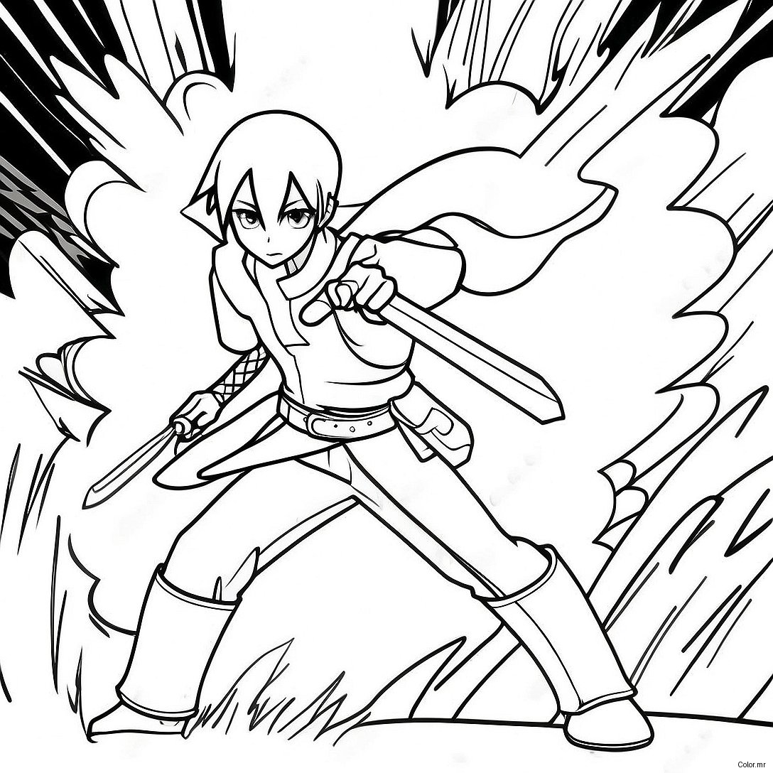 Pagina Da Colorare Di Kirito In Battaglia Epica 29428 26551