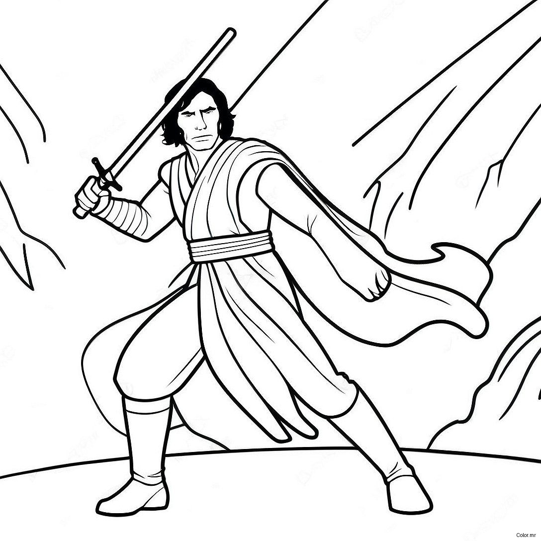 Pagina Da Colorare Di Kylo Ren In Posizione Di Battaglia 29548 26645