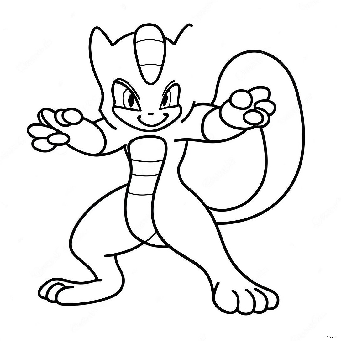 Pagina Da Colorare Di Mewtwo In Posa Da Battaglia 772 617