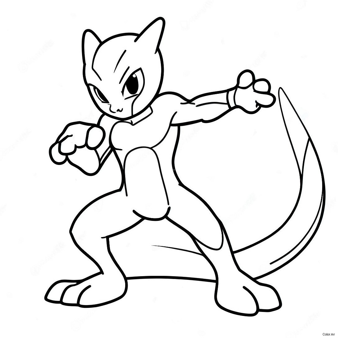 Pagina Da Colorare Di Mewtwo In Posa Da Battaglia 772 618