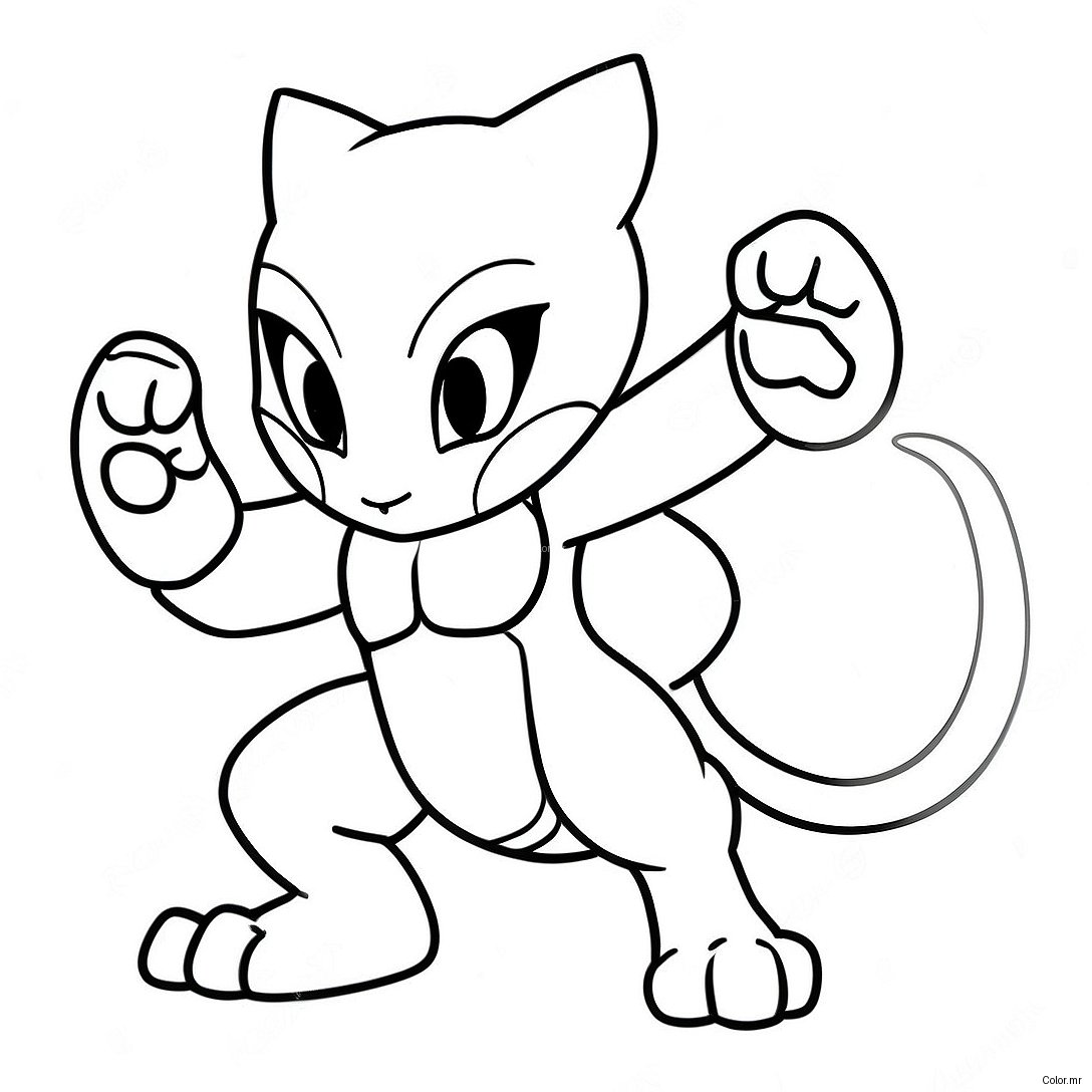 Pagina Da Colorare Di Mewtwo In Posa Da Battaglia 772 619