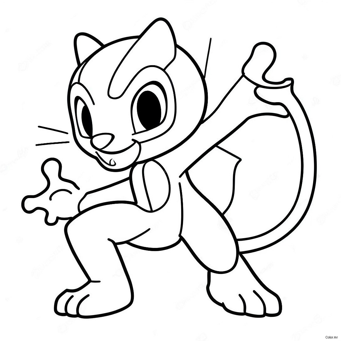 Pagina Da Colorare Di Mewtwo In Posa Da Battaglia 772 620