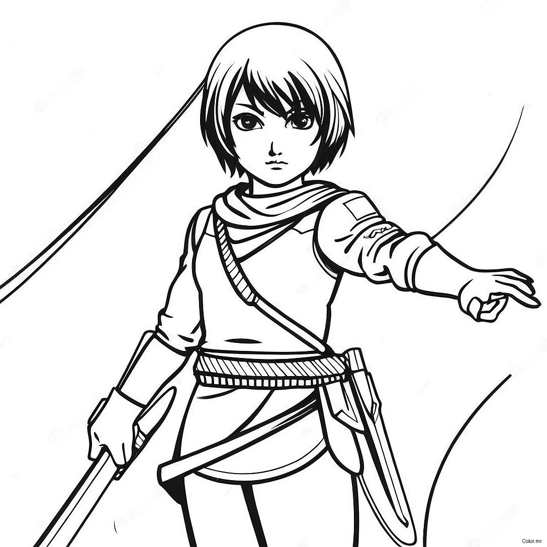 Pagina Da Colorare Di Mikasa In Armatura Da Battaglia 73846 60945