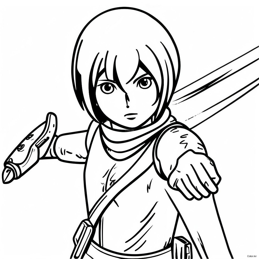 Pagina Da Colorare Di Mikasa In Armatura Da Battaglia 73846 60946