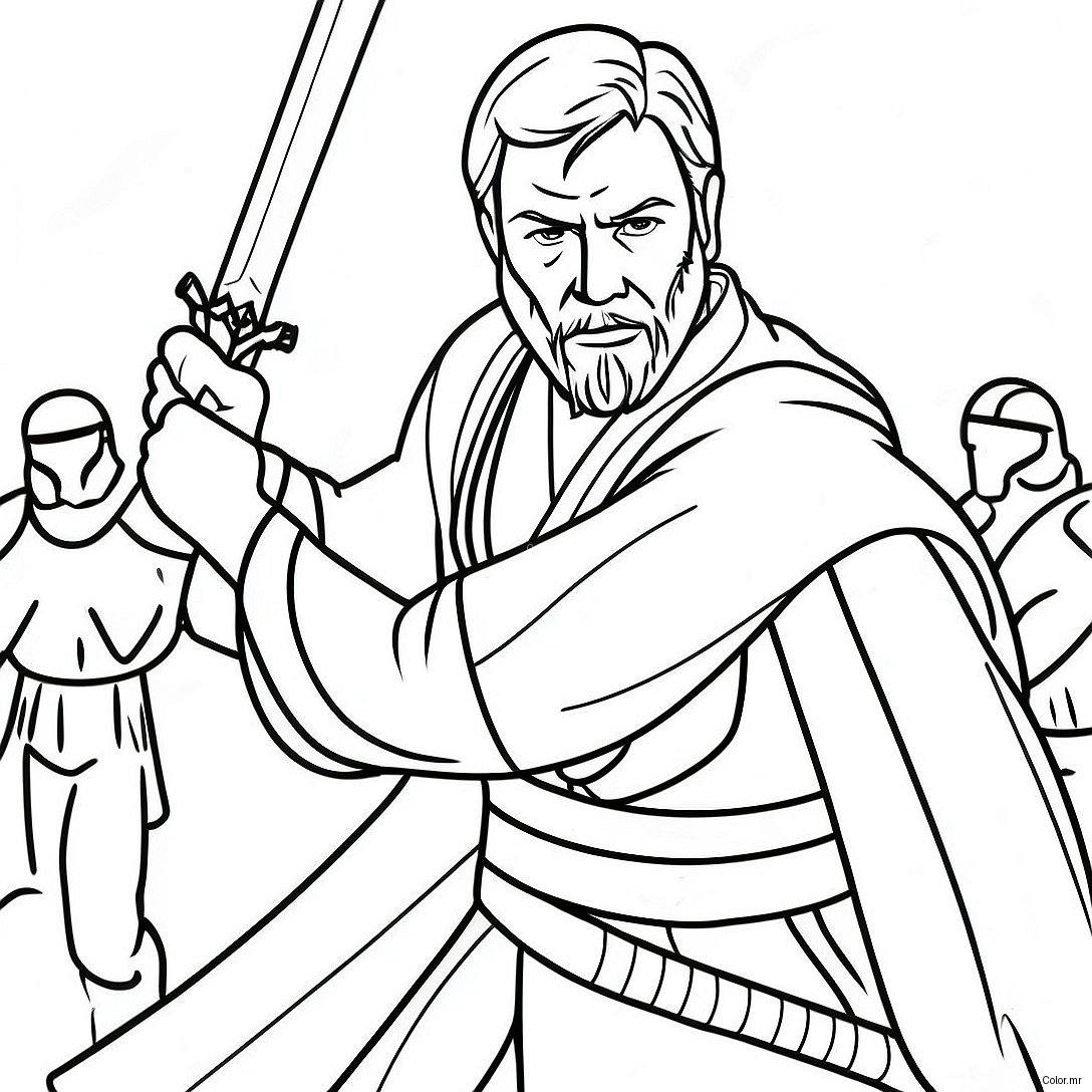 Pagina Da Colorare Di Obi Wan Kenobi In Battaglia 26653 24381