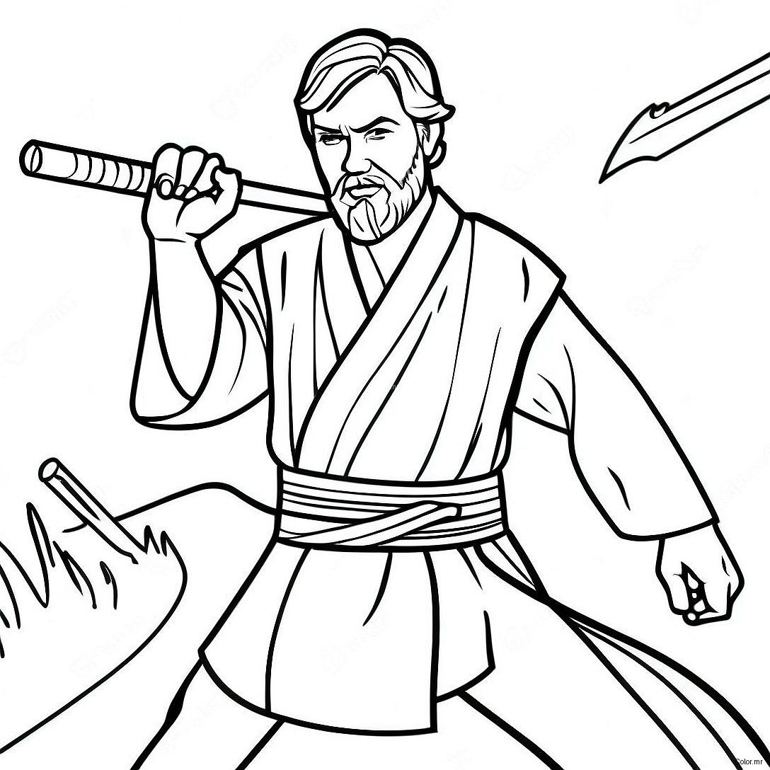 Pagina Da Colorare Di Obi Wan Kenobi In Battaglia 26653 24382