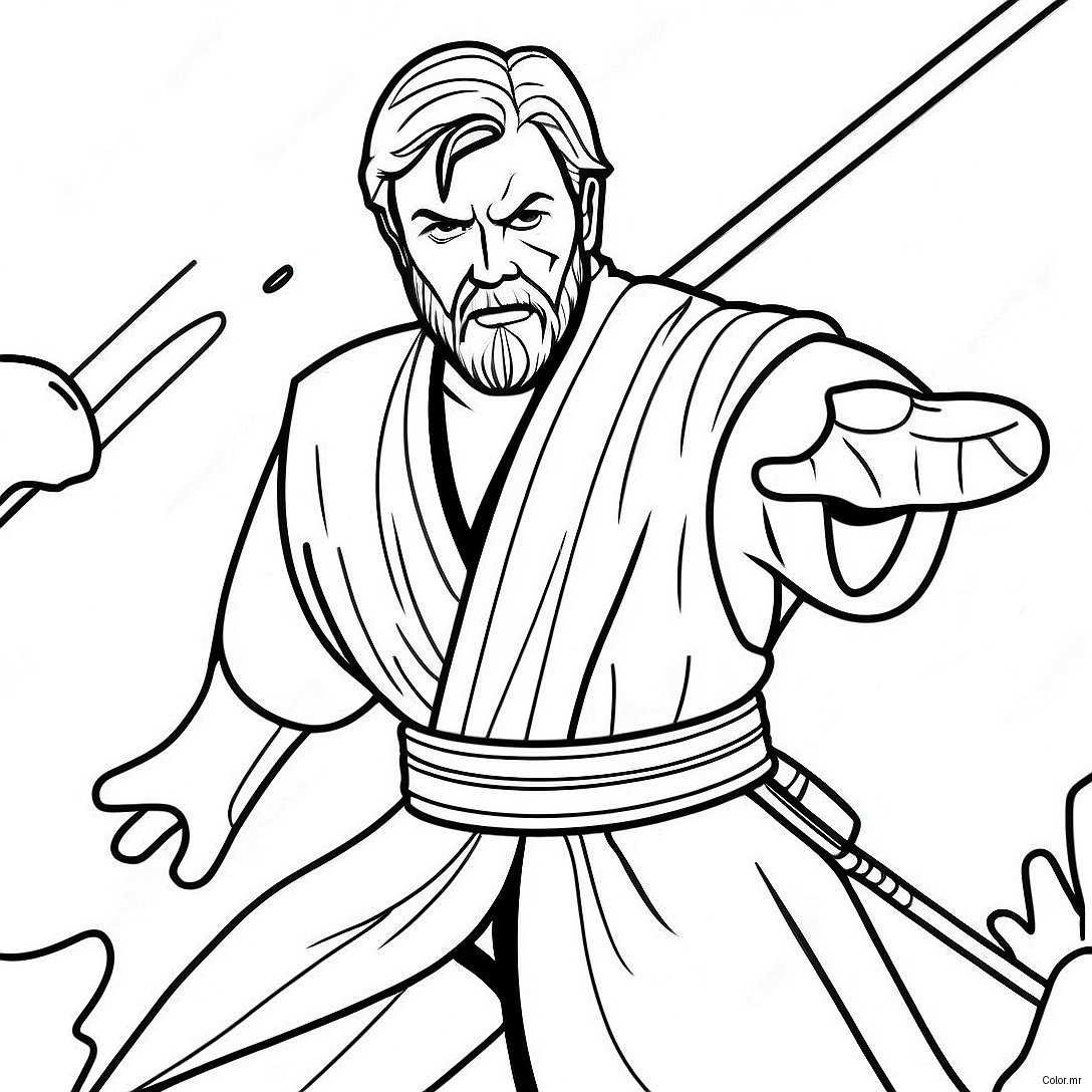 Pagina Da Colorare Di Obi Wan Kenobi In Battaglia 26653 24383