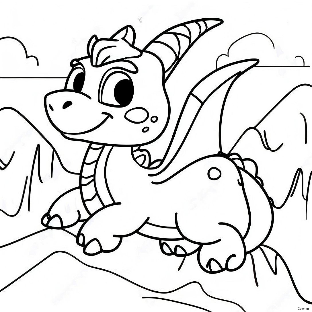 Pagina Da Colorare Di Spyro Che Vola Sopra Le Montagne 18346 15369