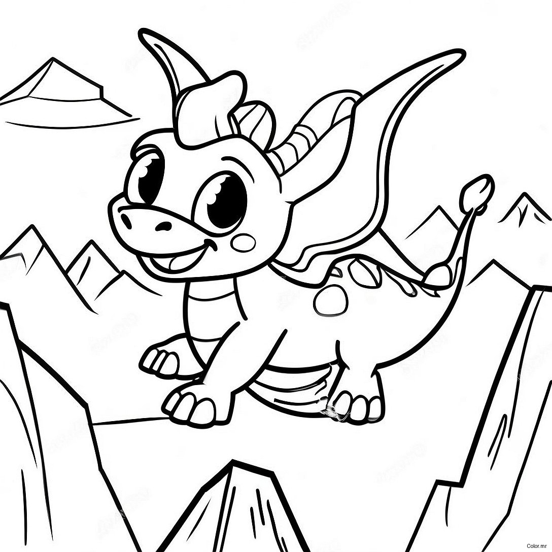 Pagina Da Colorare Di Spyro Che Vola Sopra Le Montagne 18346 15370