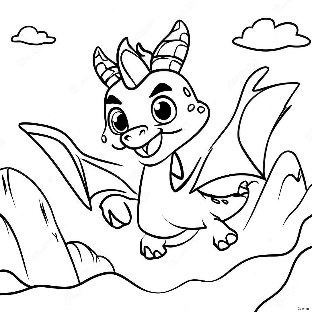 Pagina Da Colorare Di Spyro Che Vola Sopra Le Montagne 18346 15371