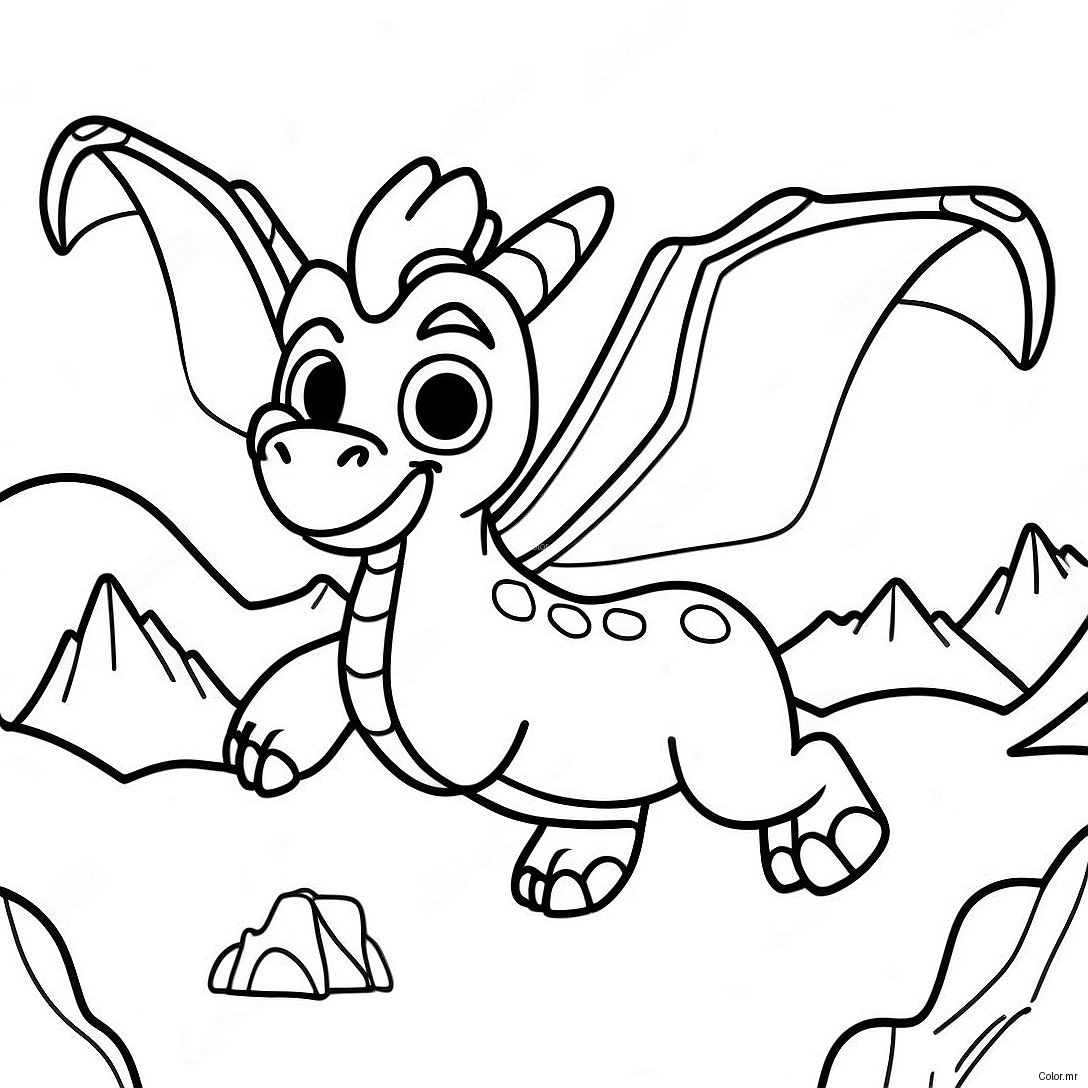 Pagina Da Colorare Di Spyro Che Vola Sopra Le Montagne 18346 15372