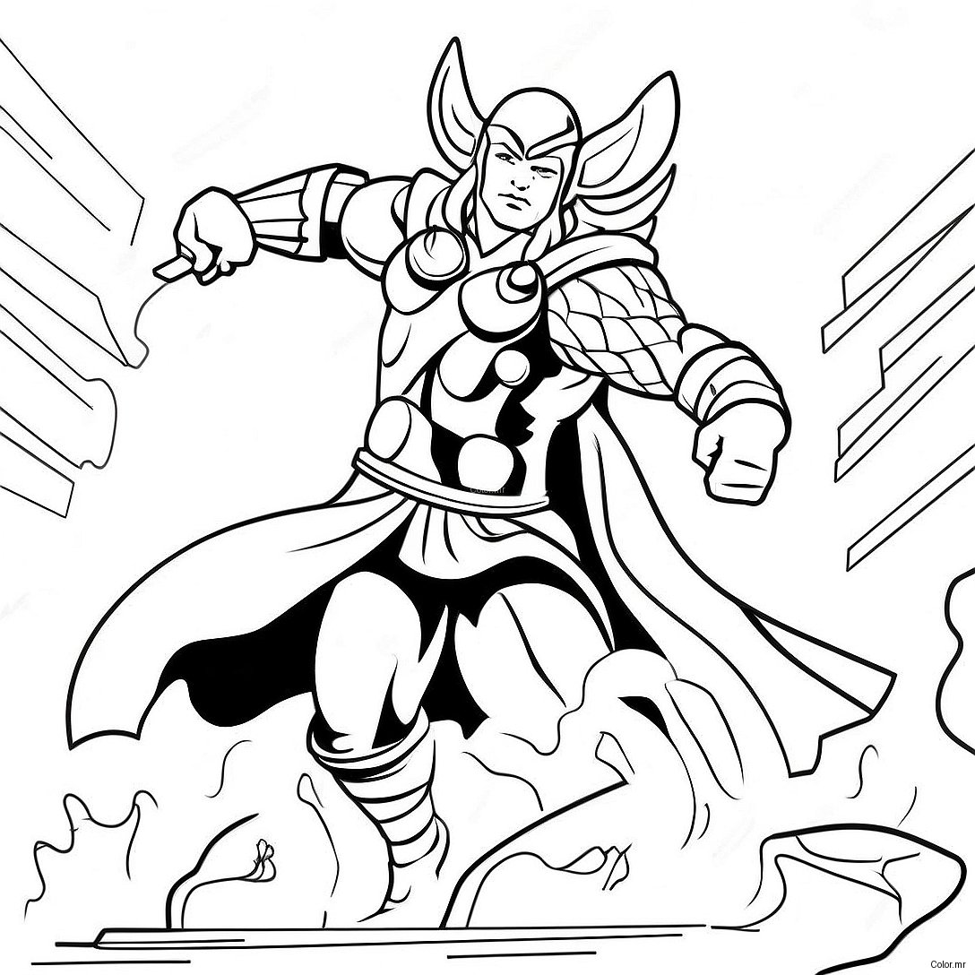 Pagina Da Colorare Di Thor In Battaglia Epica 66061 54555