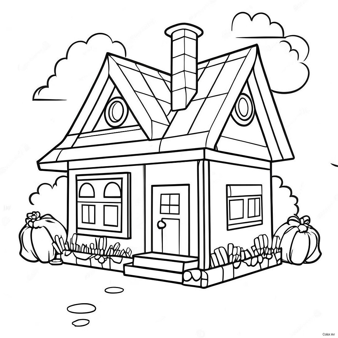 Pagina Da Colorare Di Un Accogliente Cottage Di Minecraft 32110 16586