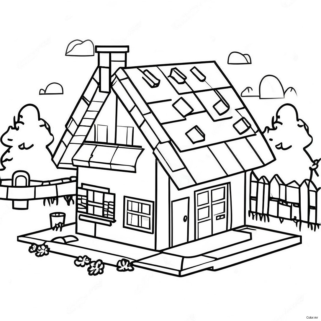 Pagina Da Colorare Di Un Accogliente Cottage Di Minecraft 32110 16588