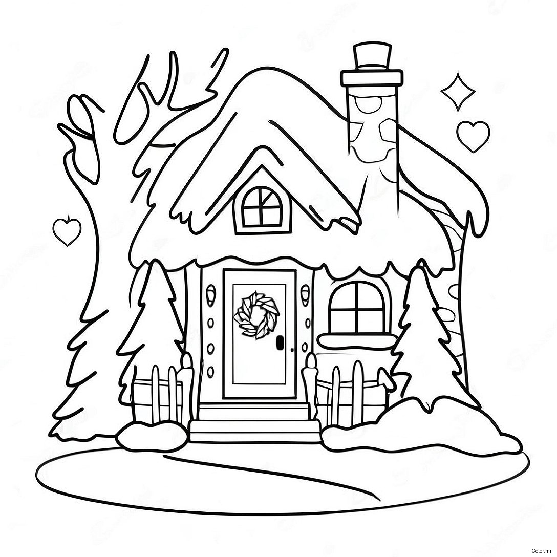Pagina Da Colorare Di Un Accogliente Cottage Di Natale 26403 24181