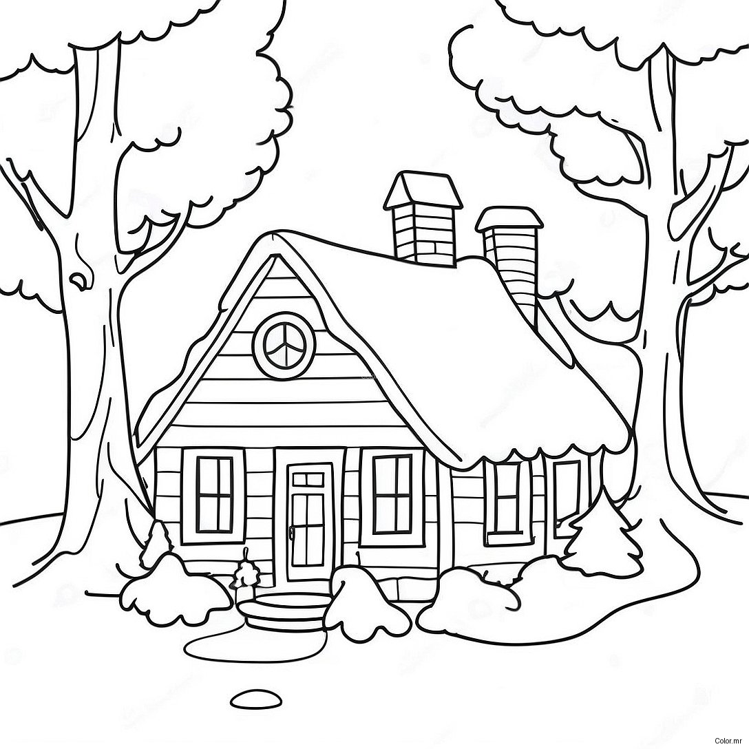 Pagina Da Colorare Di Un Accogliente Cottage Di Natale 26403 24182