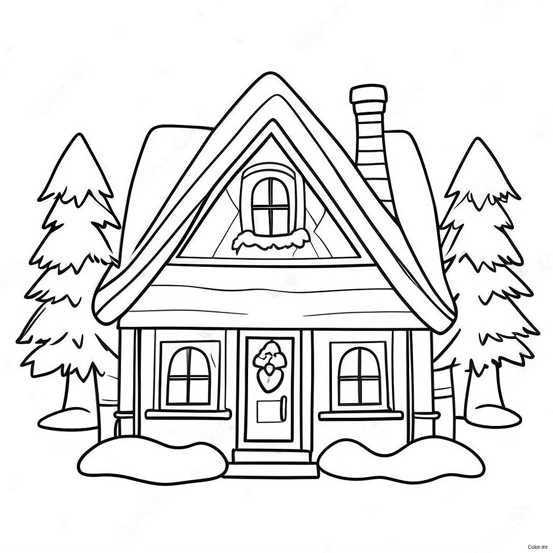 Pagina Da Colorare Di Un Accogliente Cottage Di Natale 26403 24184