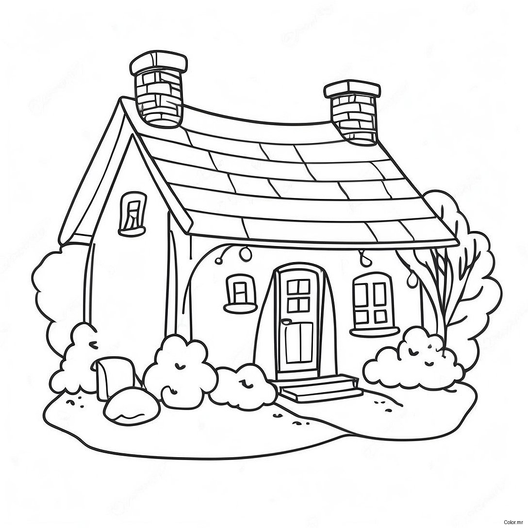 Pagina Da Colorare Di Un Accogliente Cottage 142 118