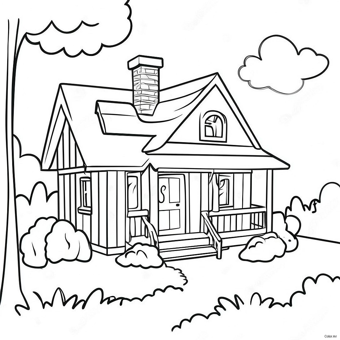 Pagina Da Colorare Di Un Accogliente Cottage 142 119