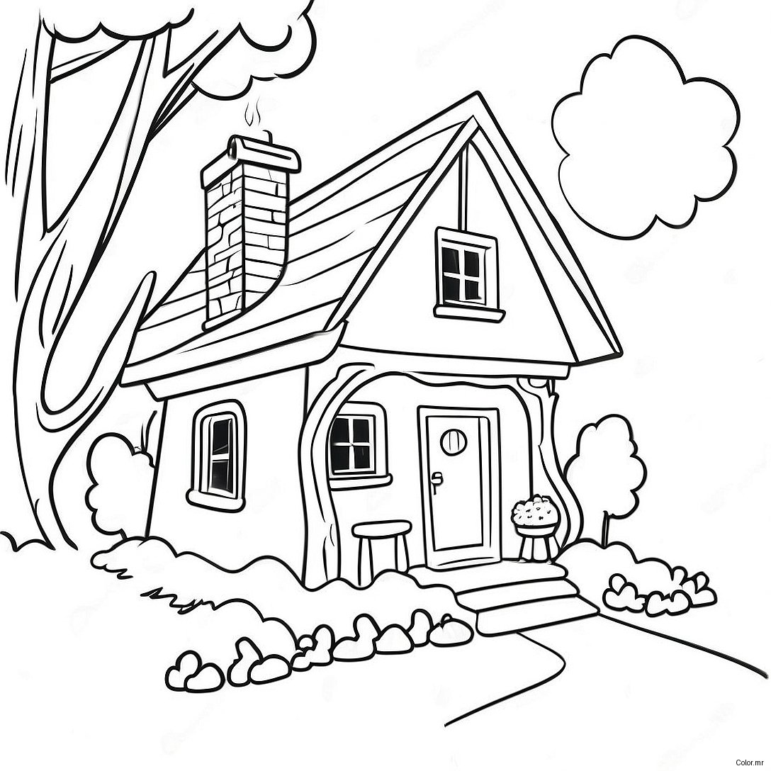 Pagina Da Colorare Di Un Accogliente Cottage 142 120