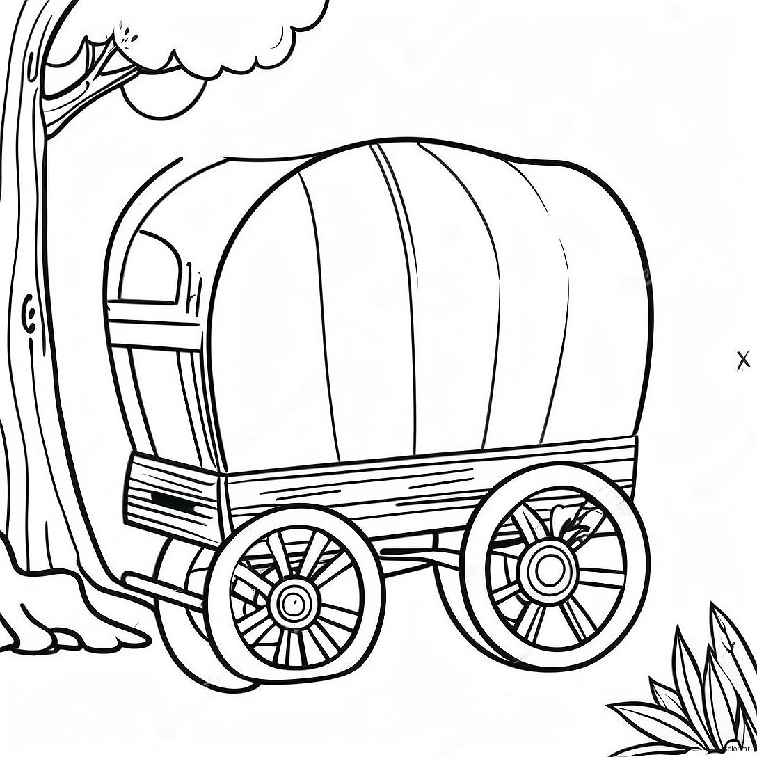Pagina Da Colorare Di Un Carro Di Legno Vintage 74456 61432