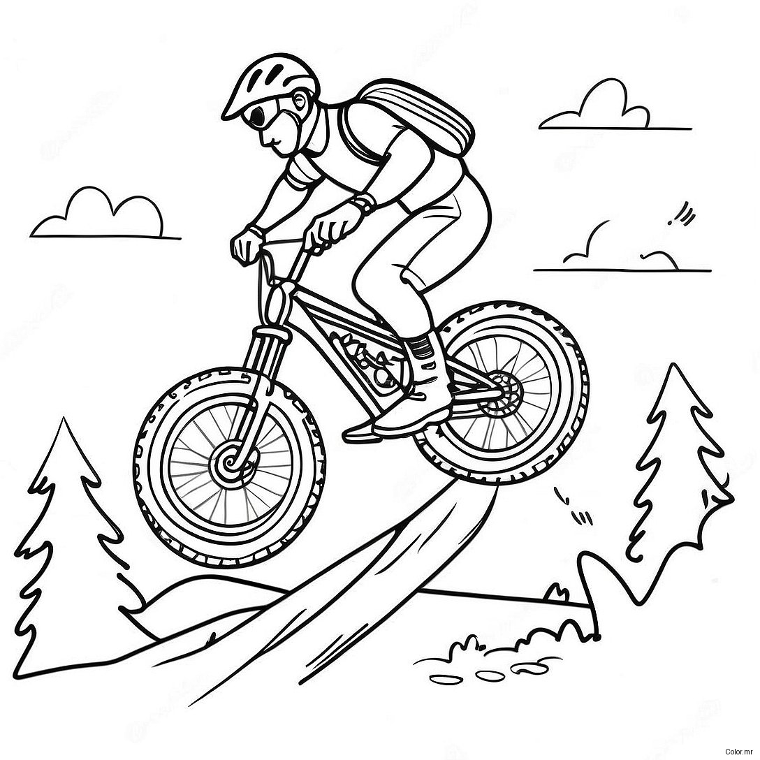 Pagina Da Colorare Di Un Ciclista Di Mountain Bike Che Salta Su Una Rampa 24595 22577