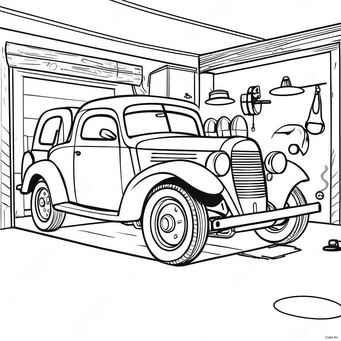 Pagina Da Colorare Di Un Garage Meccanico Vintage 49185 40850