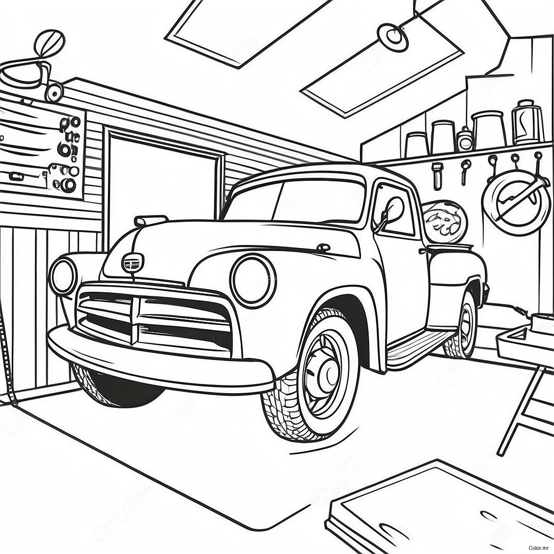 Pagina Da Colorare Di Un Garage Meccanico Vintage 49185 40851