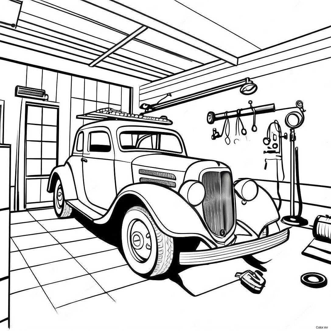 Pagina Da Colorare Di Un Garage Meccanico Vintage 49185 40852