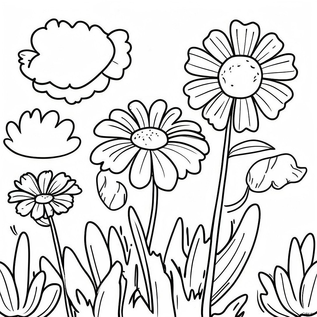 Pagina Da Colorare Di Un Giardino Di Tagete Luminoso 41560 34486