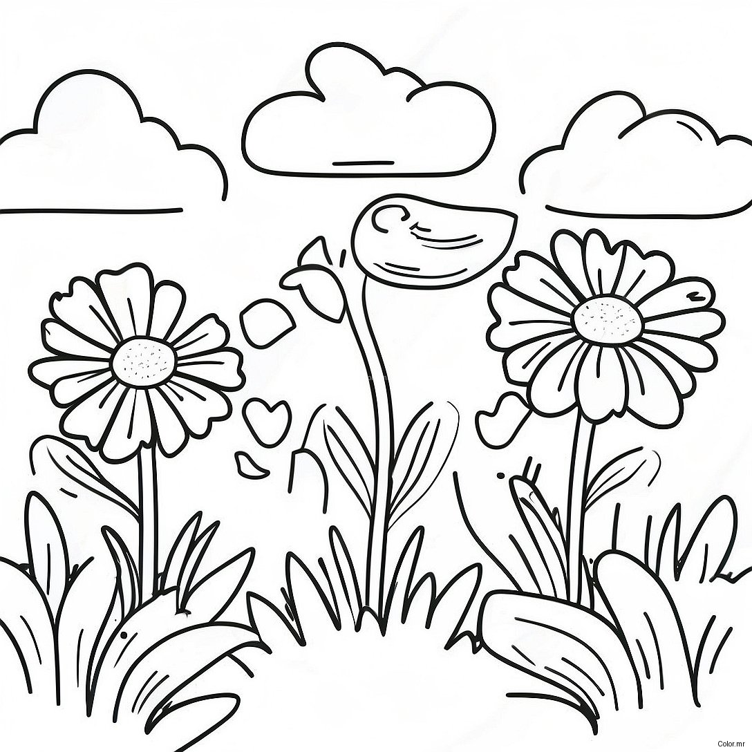 Pagina Da Colorare Di Un Giardino Di Tagete Luminoso 41560 34487