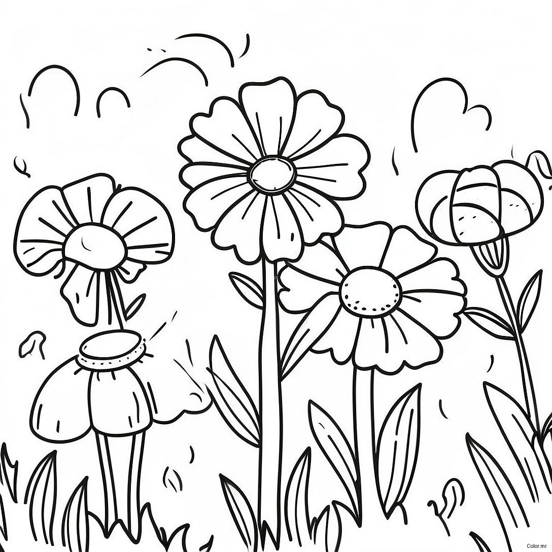 Pagina Da Colorare Di Un Giardino Di Tagete Luminoso 41560 34488