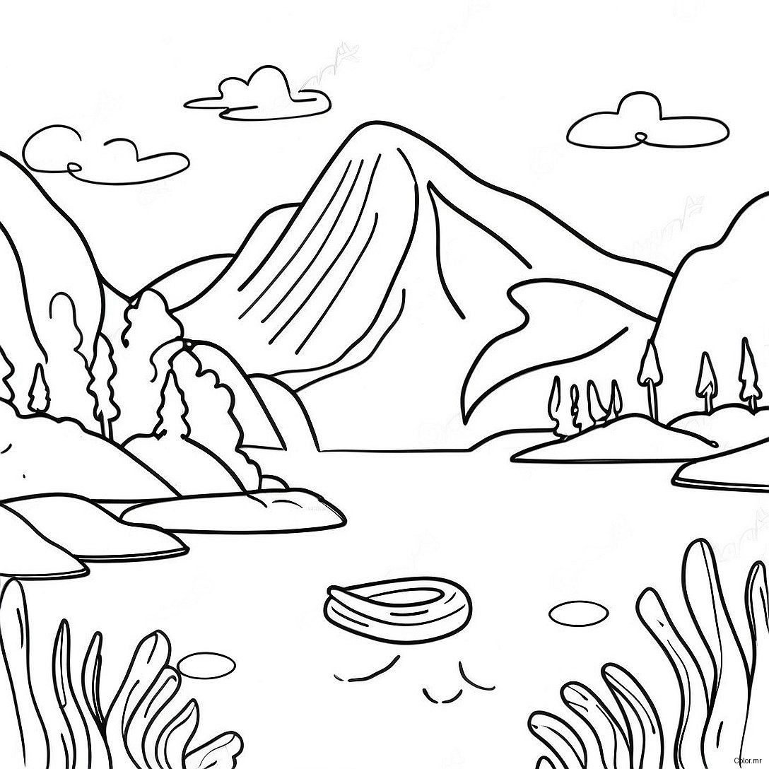 Pagina Da Colorare Di Un Lago Tranquillo Con Montagne 63280 52373
