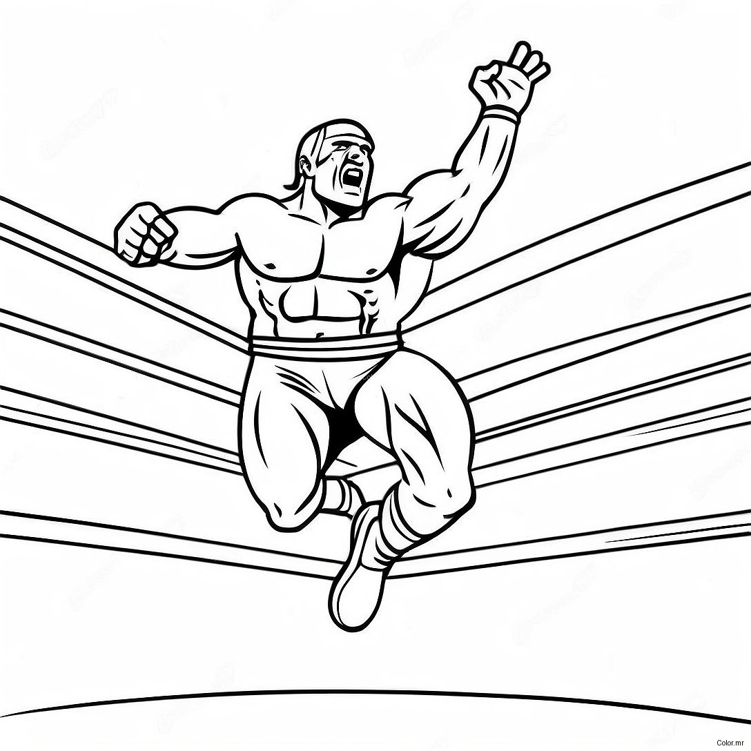 Pagina Da Colorare Di Un Lottatore Wwe Dettagliato Che Salta Sullavversario 68703 56649