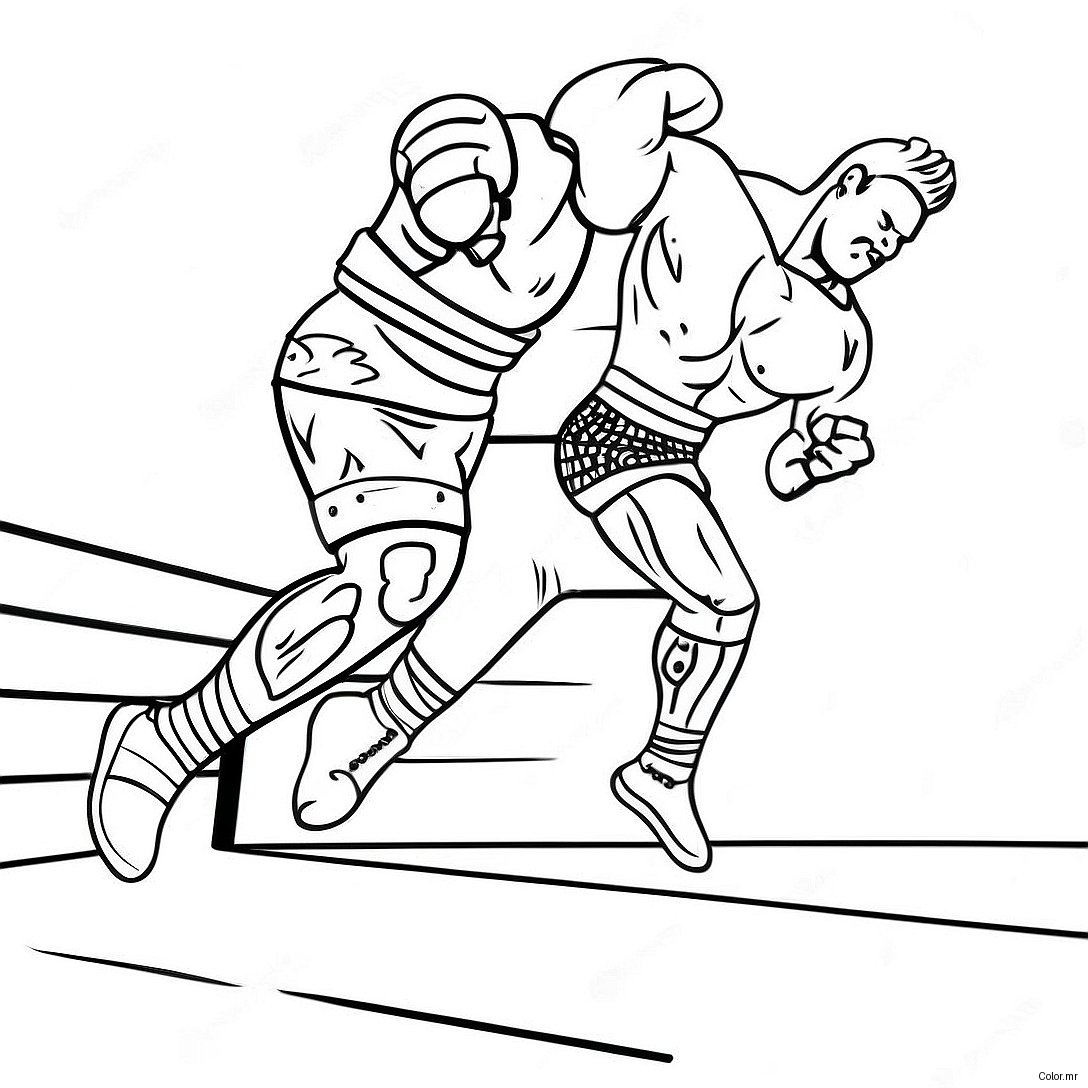 Pagina Da Colorare Di Un Lottatore Wwe Dettagliato Che Salta Sullavversario 68703 56650