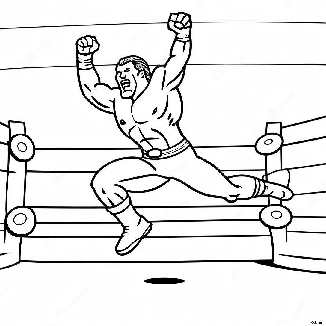 Pagina Da Colorare Di Un Lottatore Wwe Dettagliato Che Salta Sullavversario 68703 56651