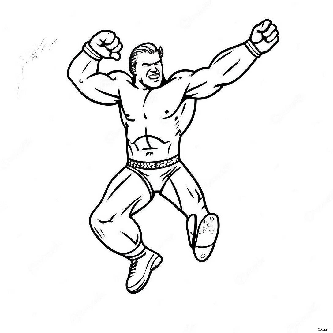 Pagina Da Colorare Di Un Lottatore Wwe Dettagliato Che Salta Sullavversario 68703 56652