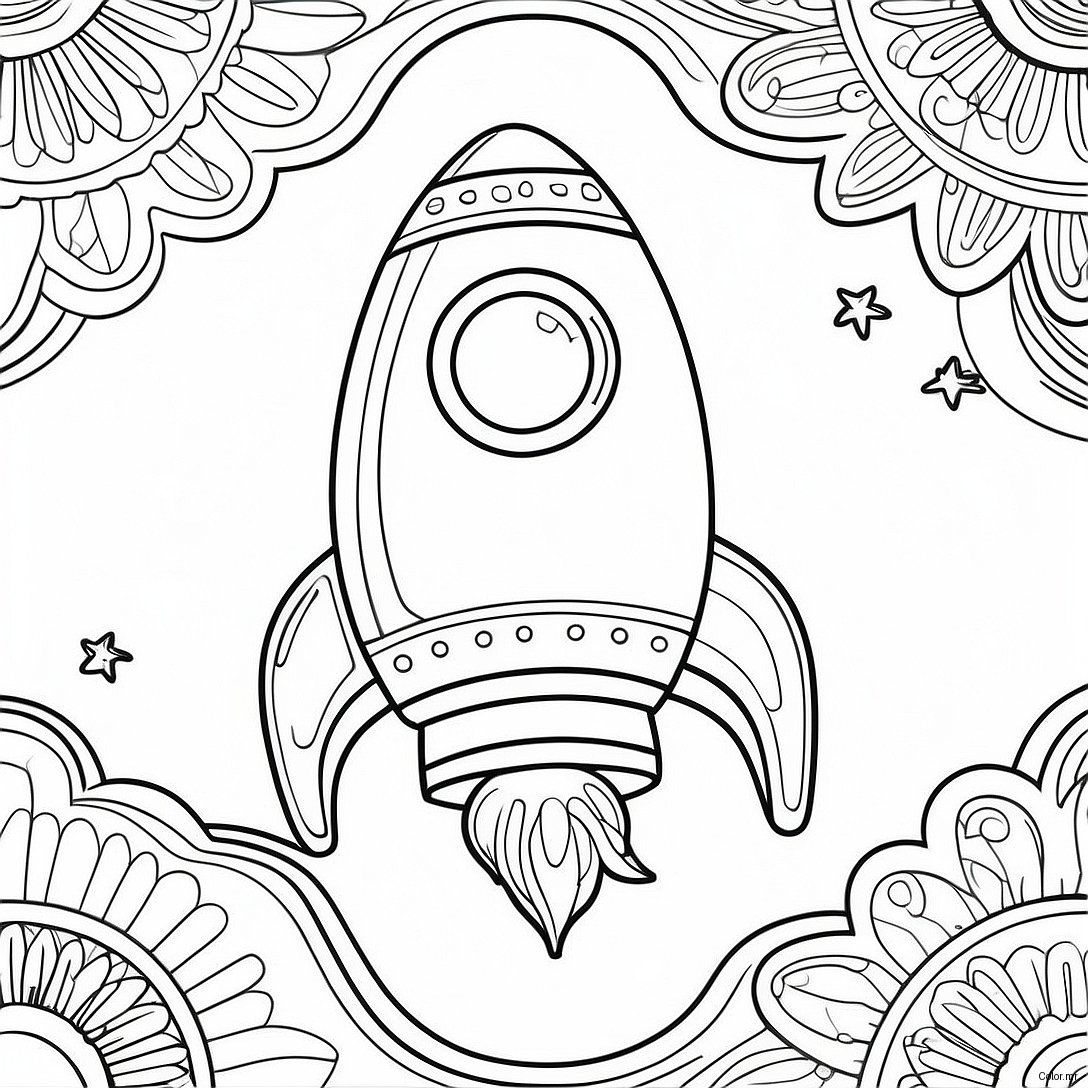 Pagina Da Colorare Di Un Razzo Spaziale Dettagliato 34743 28933
