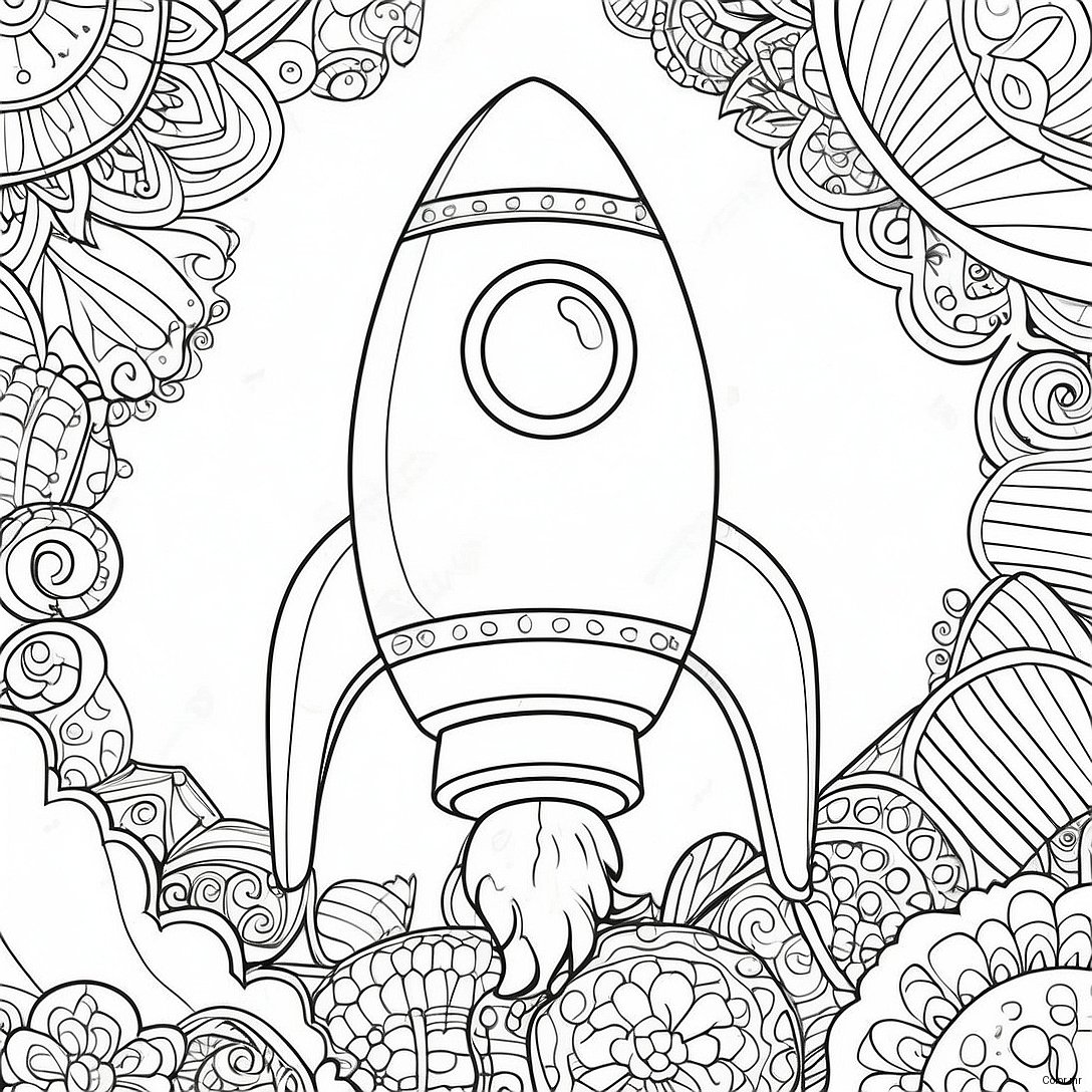 Pagina Da Colorare Di Un Razzo Spaziale Dettagliato 34743 28934