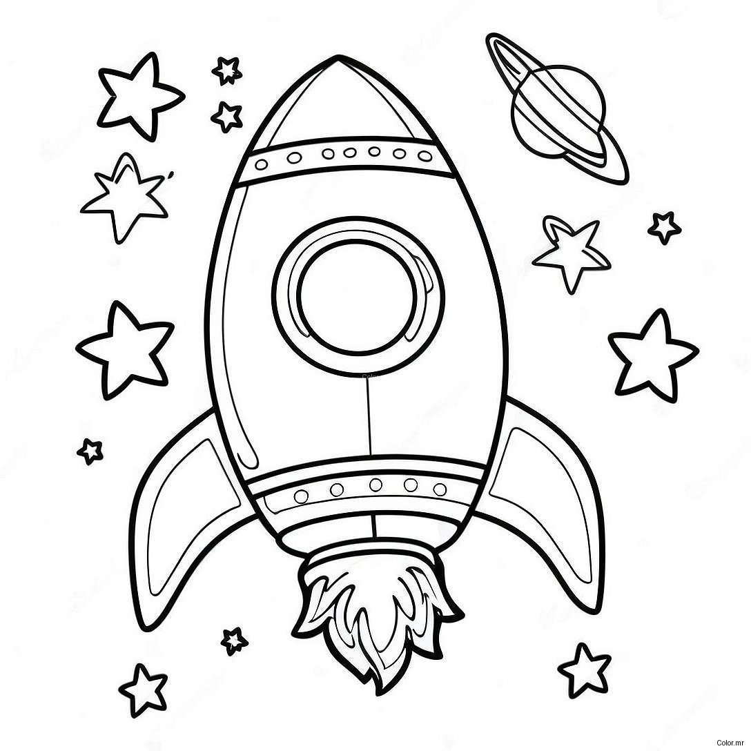Pagina Da Colorare Di Un Razzo Spaziale Dettagliato 34743 28936