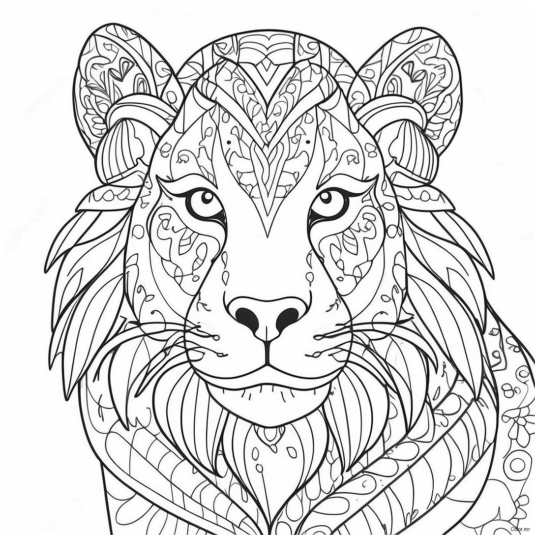 Pagina Da Colorare Di Un Ritratto Di Animale Dettagliato 55202 45929