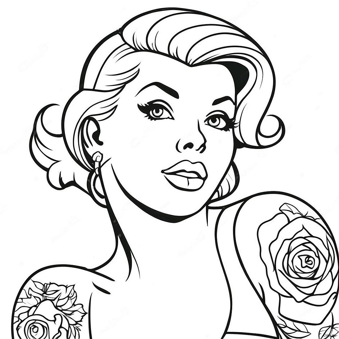 Pagina Da Colorare Di Un Tatuaggio Pin Up Vintage 28587 25887