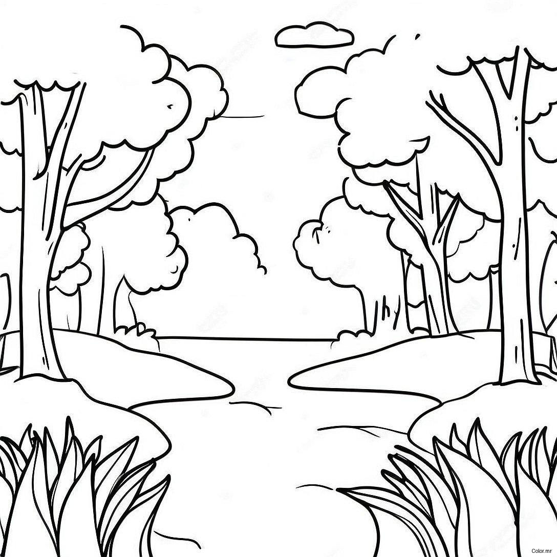Pagina Da Colorare Di Una Scena Naturale Minimalista 7394 6009