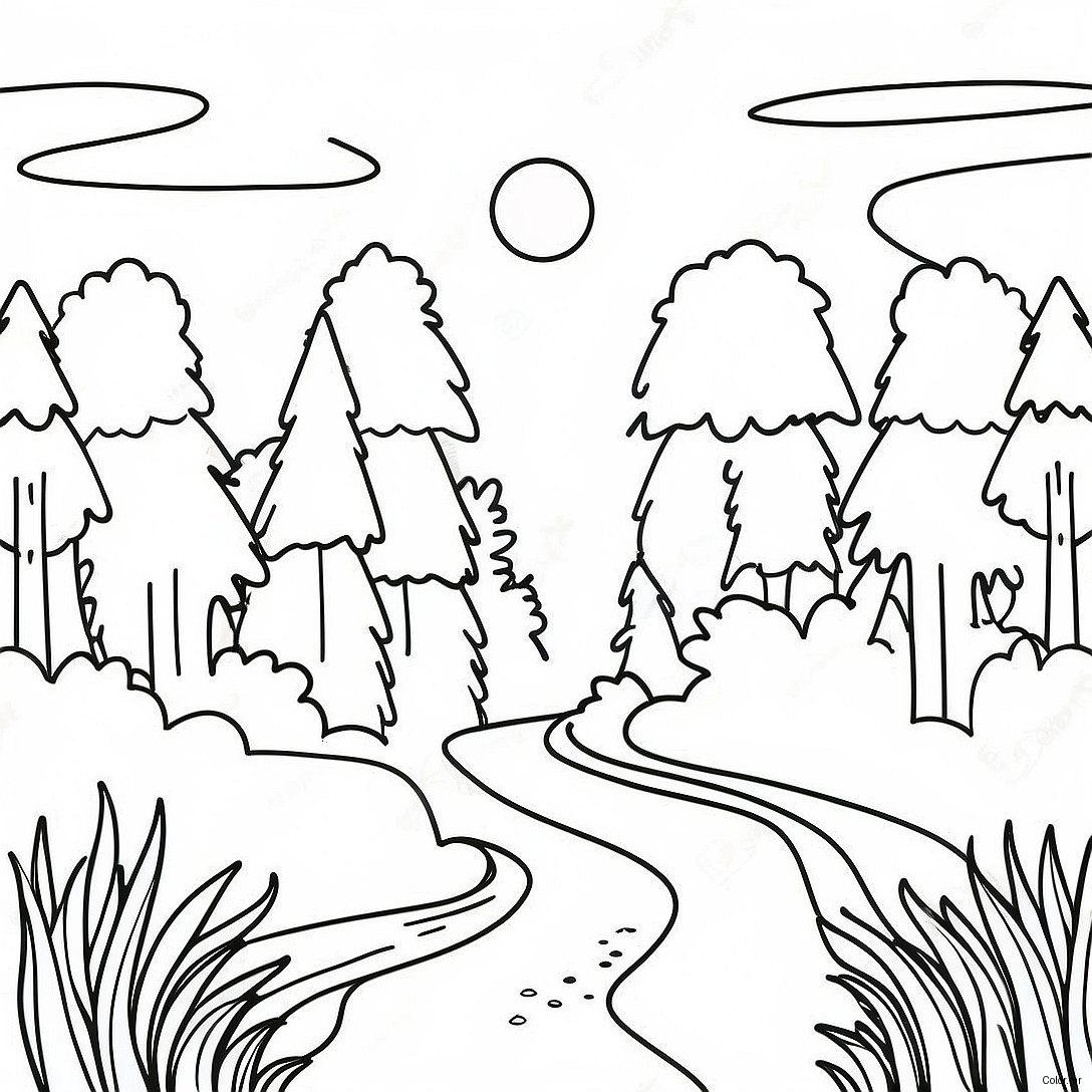Pagina Da Colorare Di Una Scena Naturale Minimalista 7394 6010