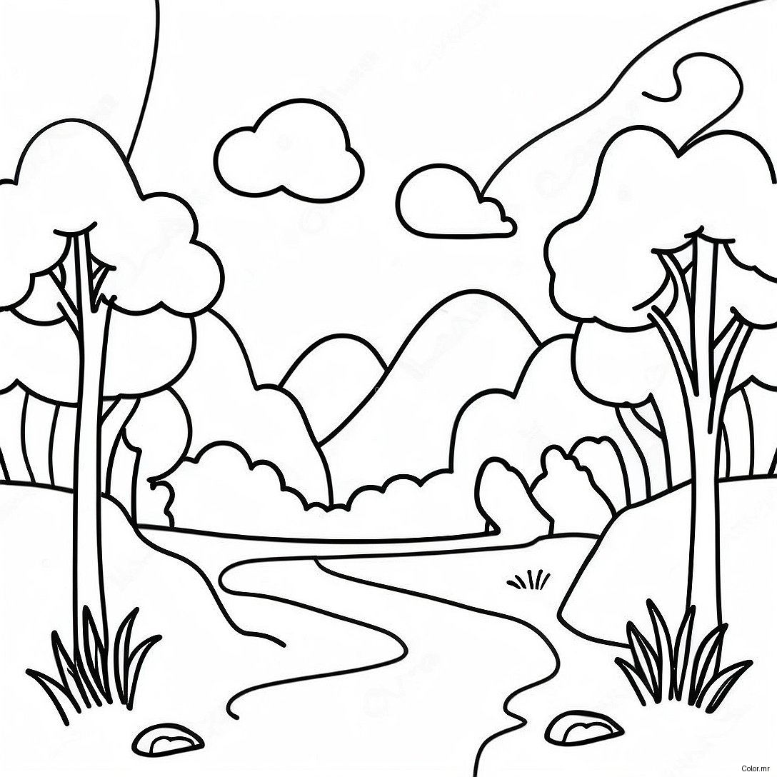 Pagina Da Colorare Di Una Scena Naturale Minimalista 7394 6011