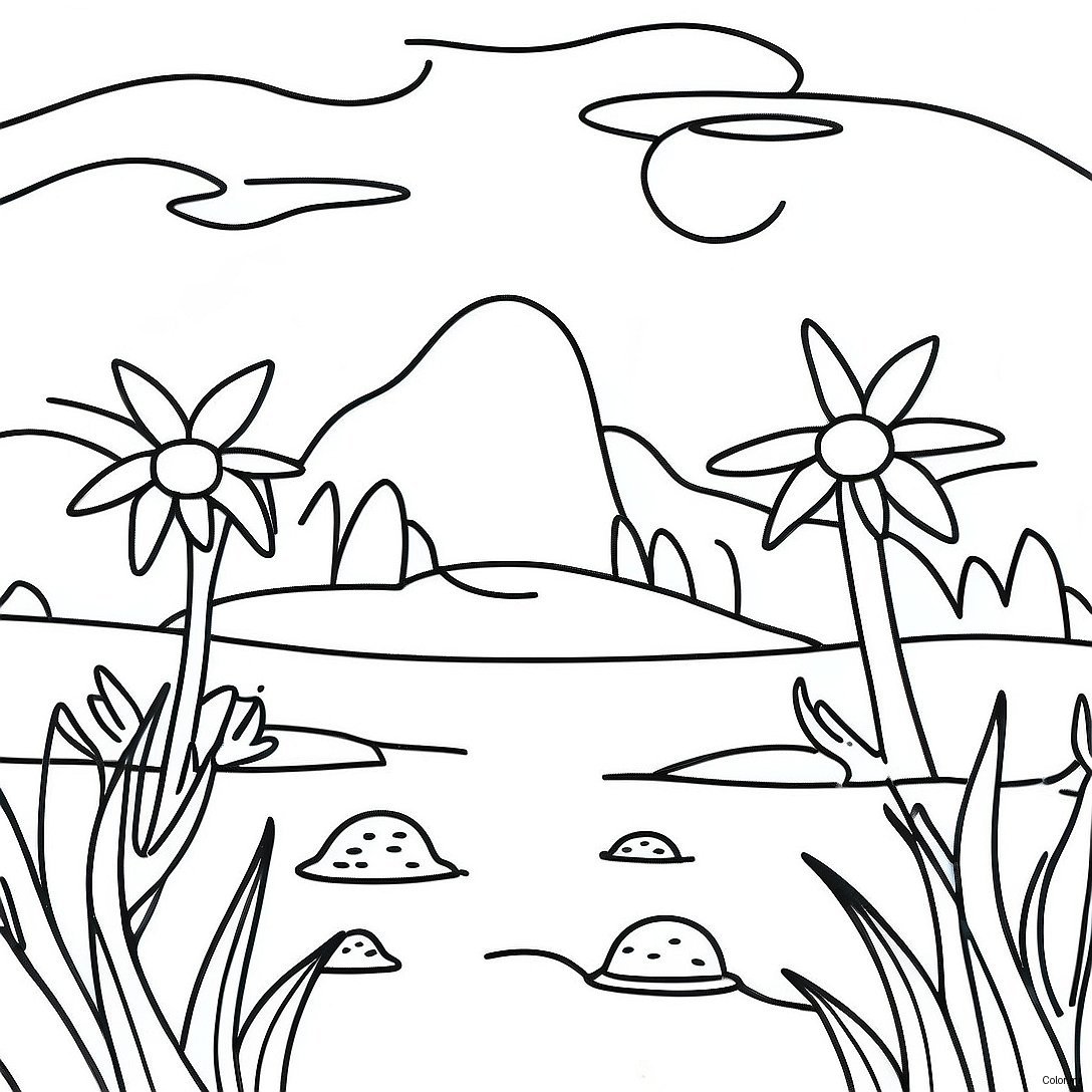 Pagina Da Colorare Di Una Scena Naturale Minimalista 7394 6012